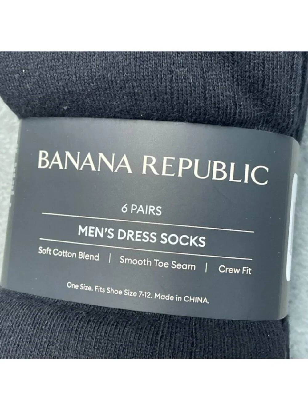 Banana Republic Men's  Dress Socks 6 Pairs Crew Fit Smooth Toe Black e1490
